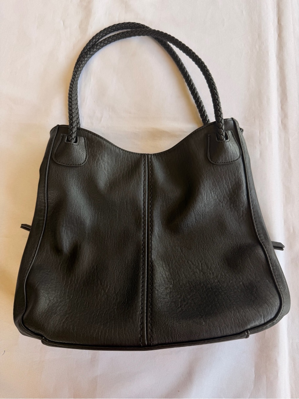 Antik Kraft Alba Hobo Black Braided-Handle Shoulder Bag Cheetah Interior